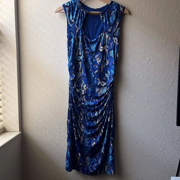Cach | Dresses | Cach Blue Snake Print Size 8 Ruched Dress | Poshmark Cach | Dresses | Cach Blue Snake Print Size 8 Ruched Dress | Poshmark